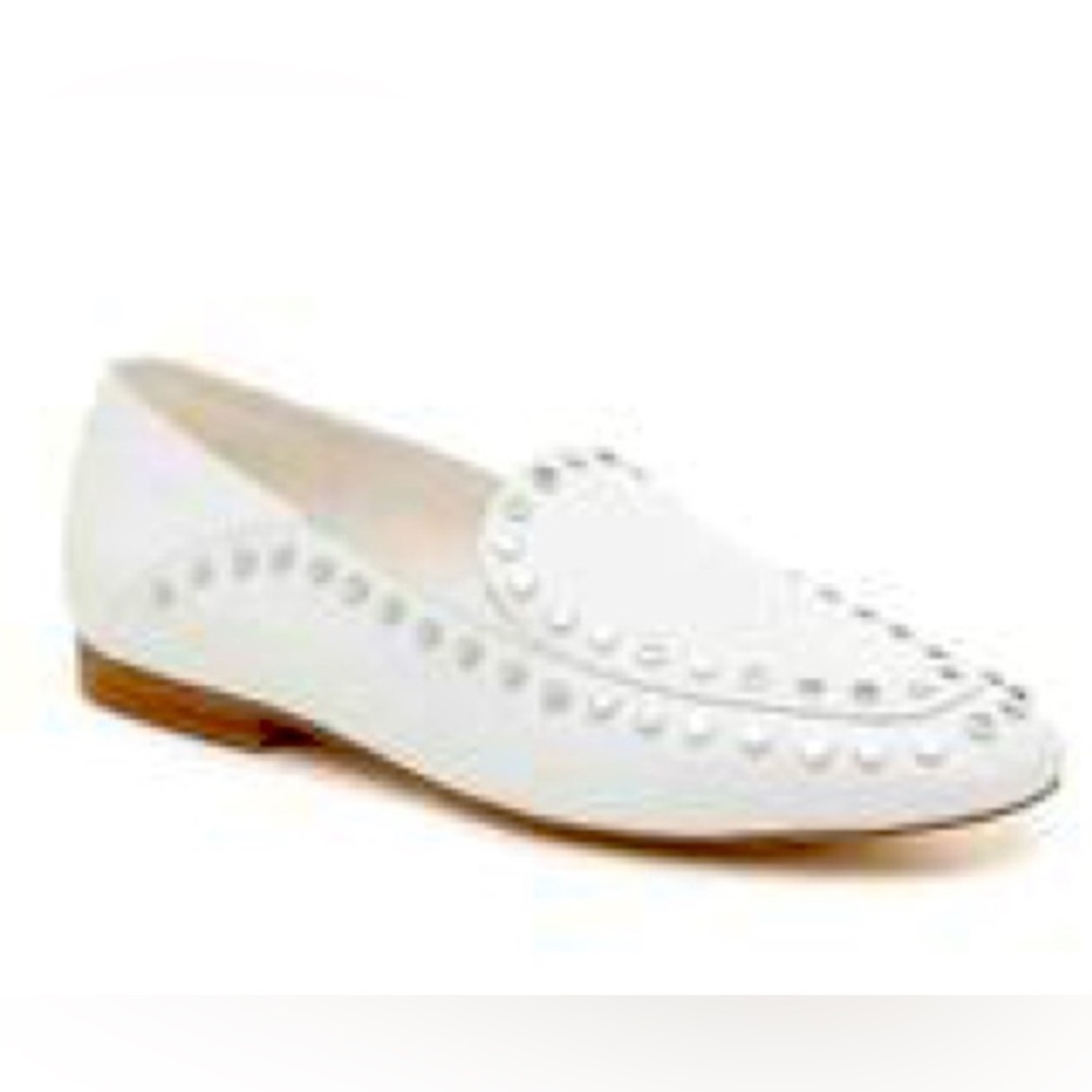 New Bleecker& Bond Chic White Studded Loafers for Women
